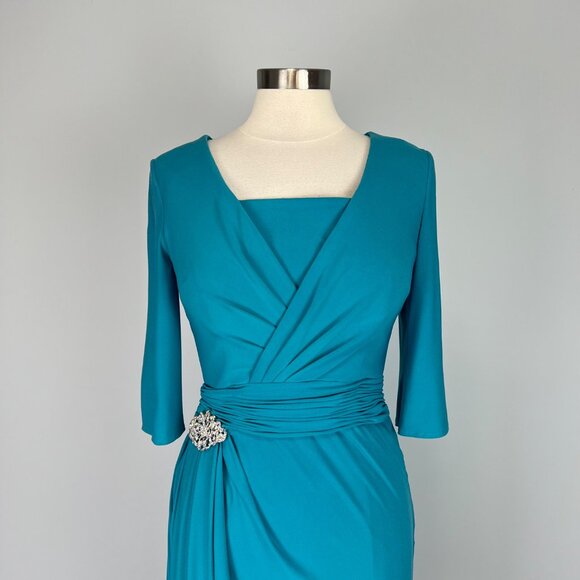 Cameron Blake by Mon Cheri Womens 112652 Formal Gown Maxi Dress Teal size 6 - Picture 6 of 16